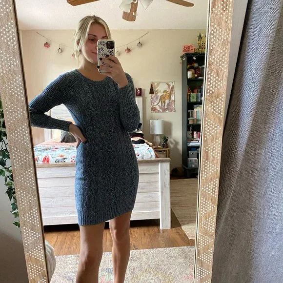 Anthropologie | Sweaters | Anthropologie Kaisley Gray Knit Sweater Dress |  Poshmark
